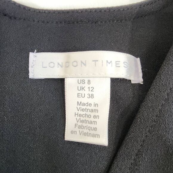 London Times Size 8 Black Sheath Dress Sleeveless NWT B17 - Picture 5 of 7
